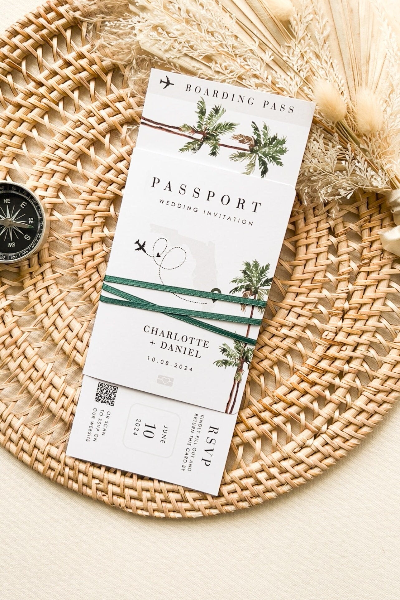 Palm Tree Passport Wedding Invitation Template