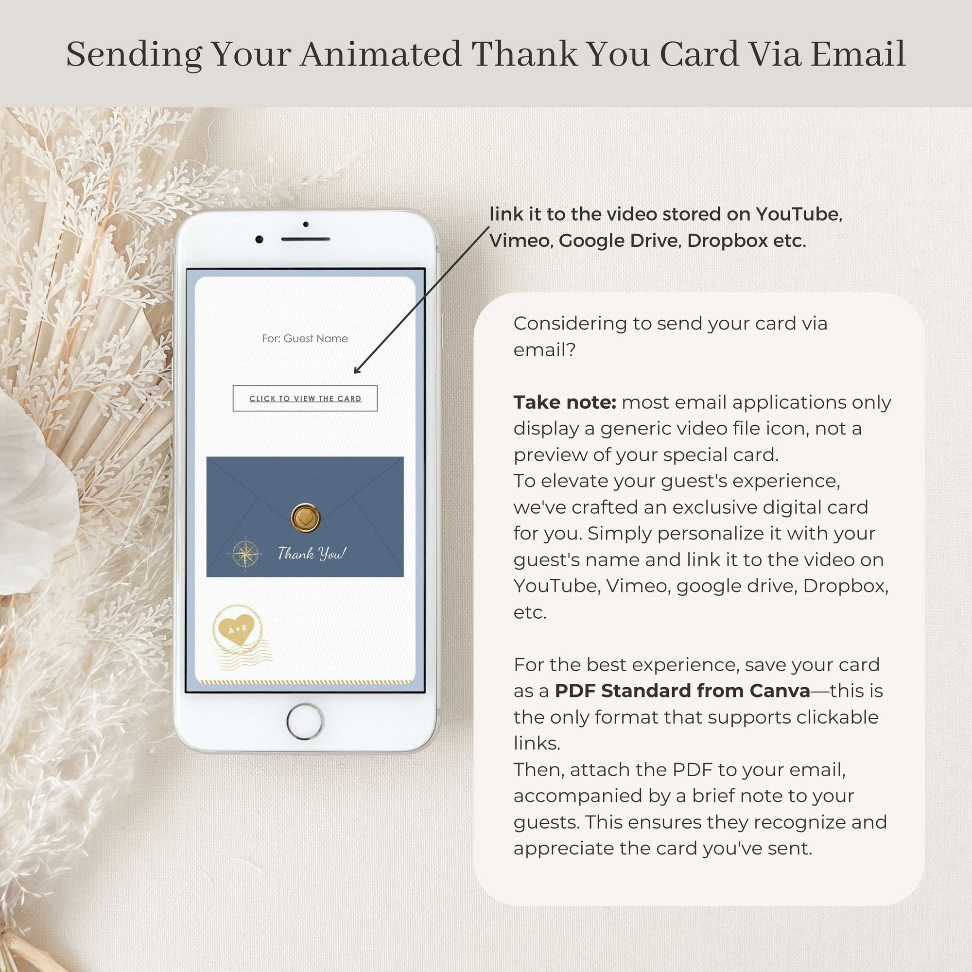 Dusty Blue Passport Style Wedding Thank You Card Video Template