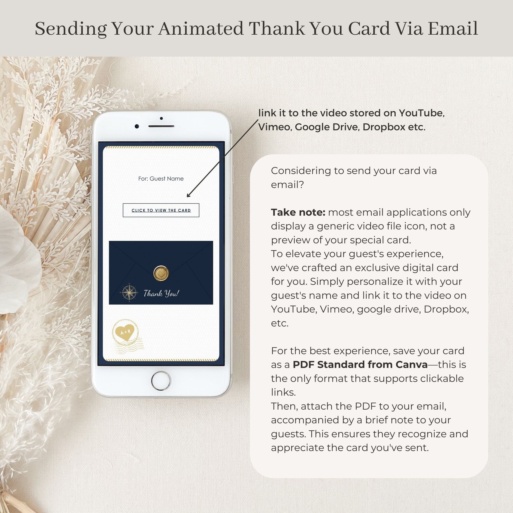 Navy Passport Style Wedding Thank You Card Video Template