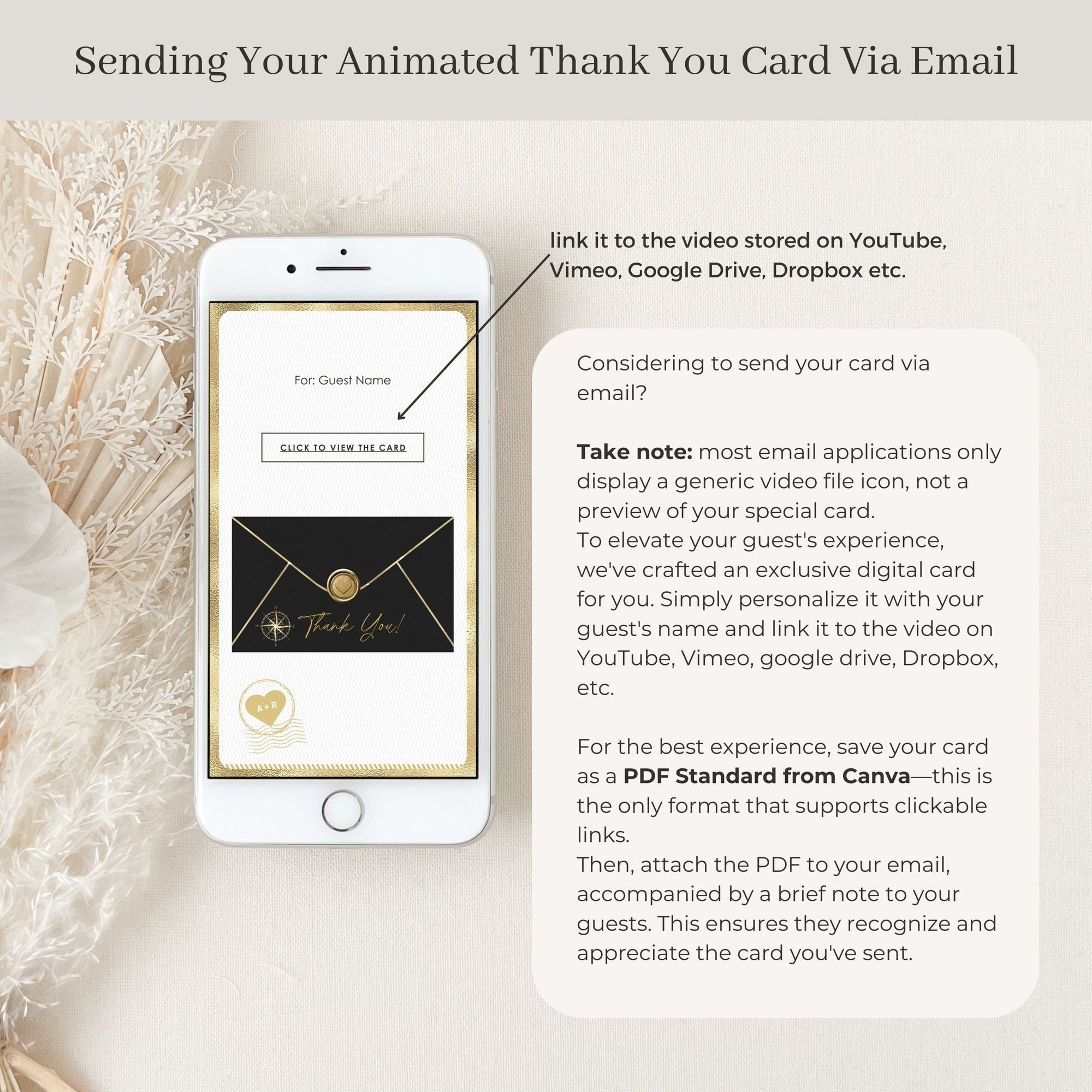 Black Passport Style Wedding Thank You Card Video Template