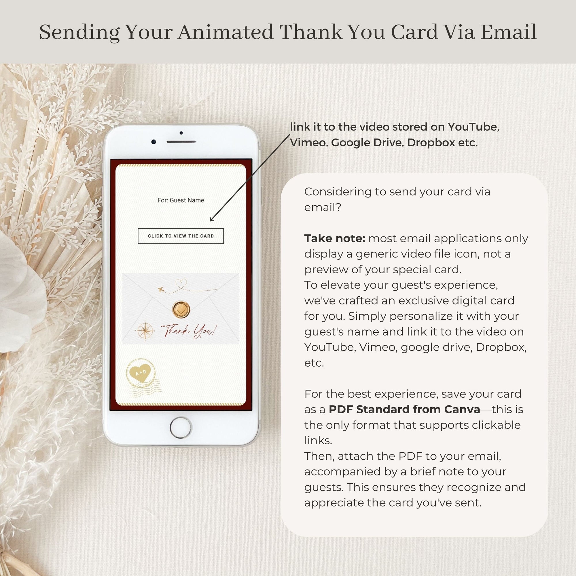 Maroon Passport Style Wedding Thank You Card Video Template