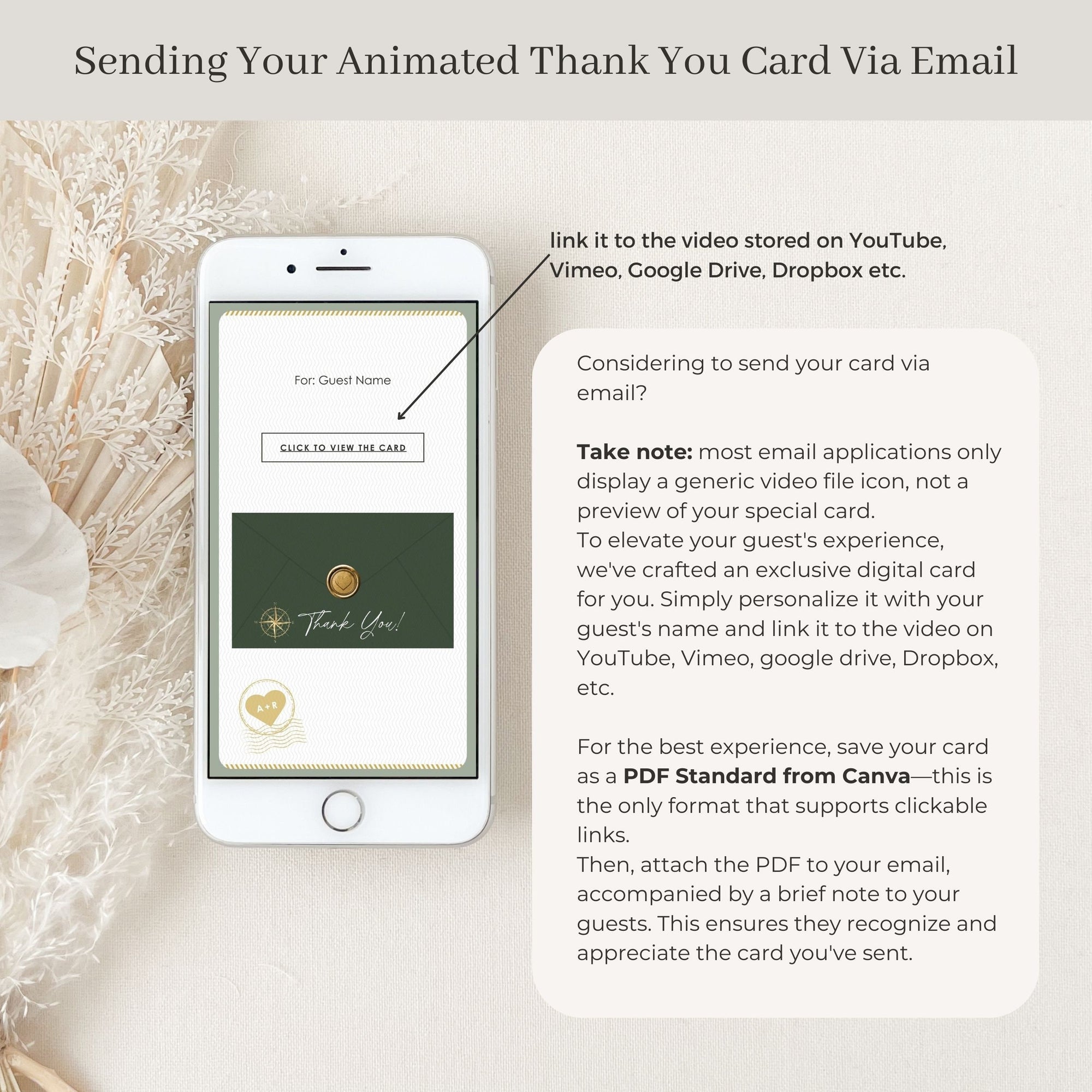 Sage Green Passport Style Wedding Thank You Card Video Template
