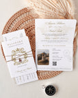 White & Gold Passport Wedding Invitation Template