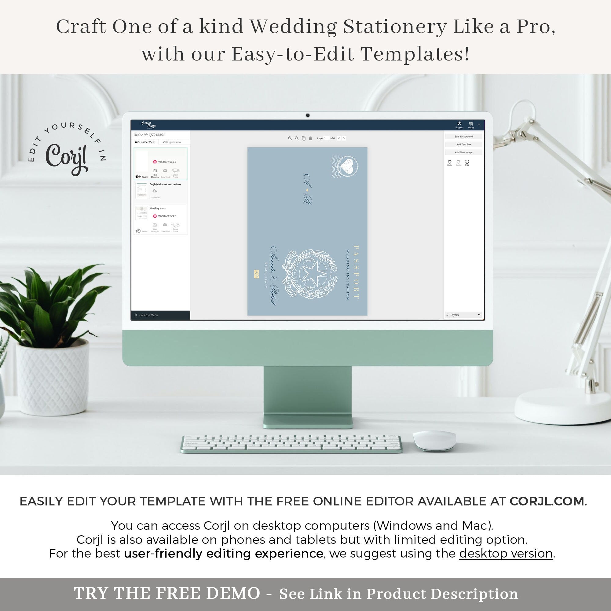 Italy Passport Wedding Invitation Template