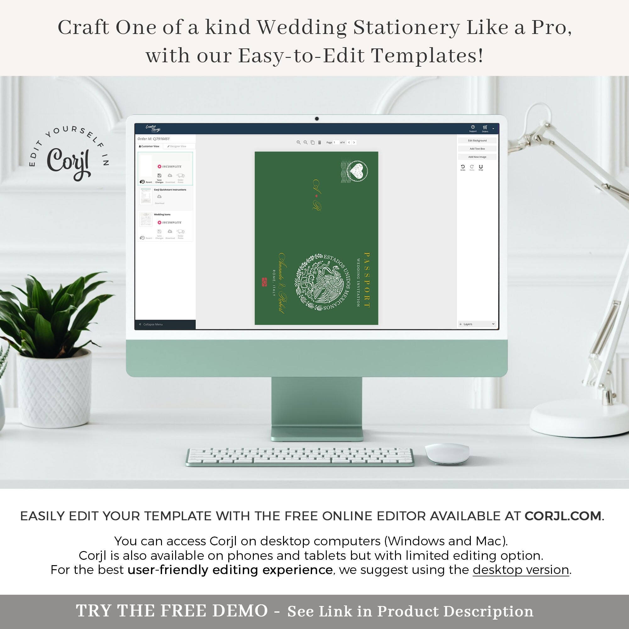 Mexico Passport Wedding Invitation Printable Template