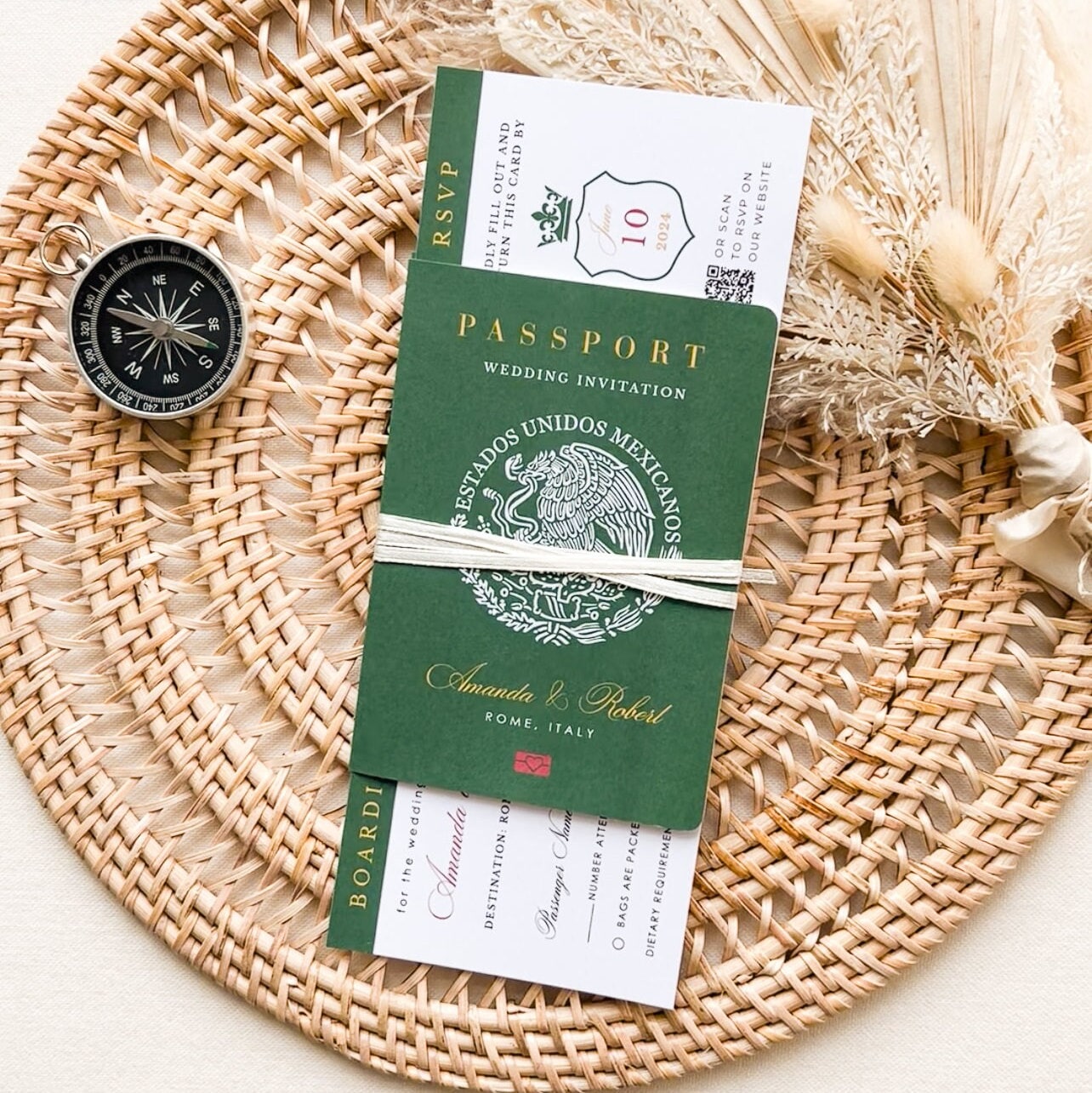 Mexico Passport Wedding Invitation Printable Template