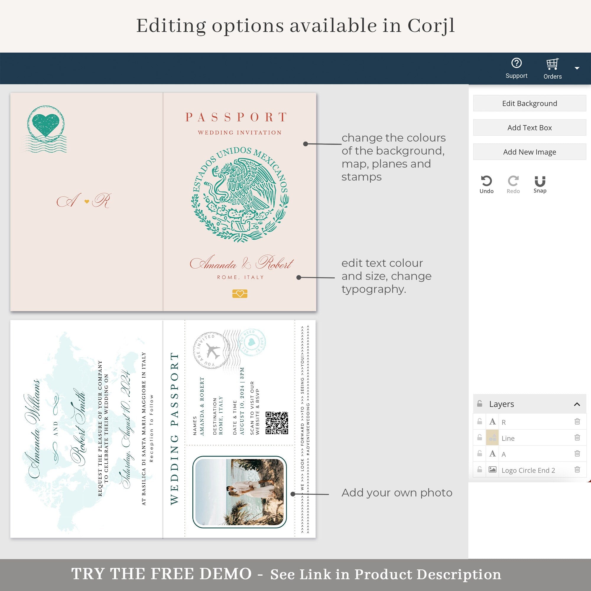 Mexico Passport Wedding Invitation Printable Template