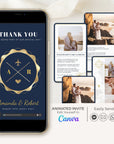 Navy Passport Style Wedding Thank You Card Video Template