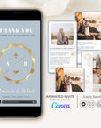 Dusty Blue Passport Style Wedding Thank You Card Video Template