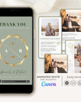 Sage Green Passport Style Wedding Thank You Card Video Template