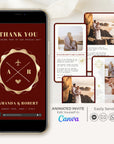 Maroon Passport Style Wedding Thank You Card Video Template