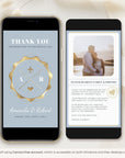 Dusty Blue Passport Style Wedding Thank You Card Video Template