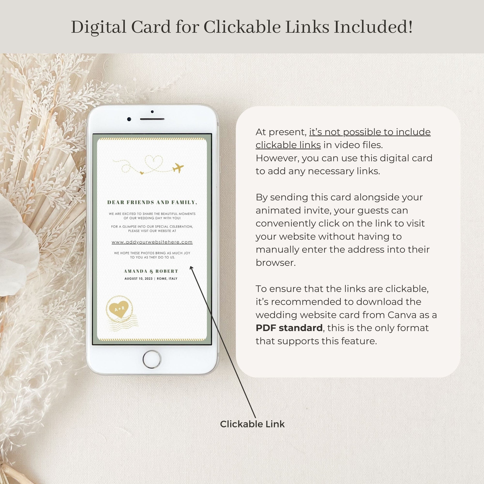 Sage Green Passport Style Wedding Thank You Card Video Template
