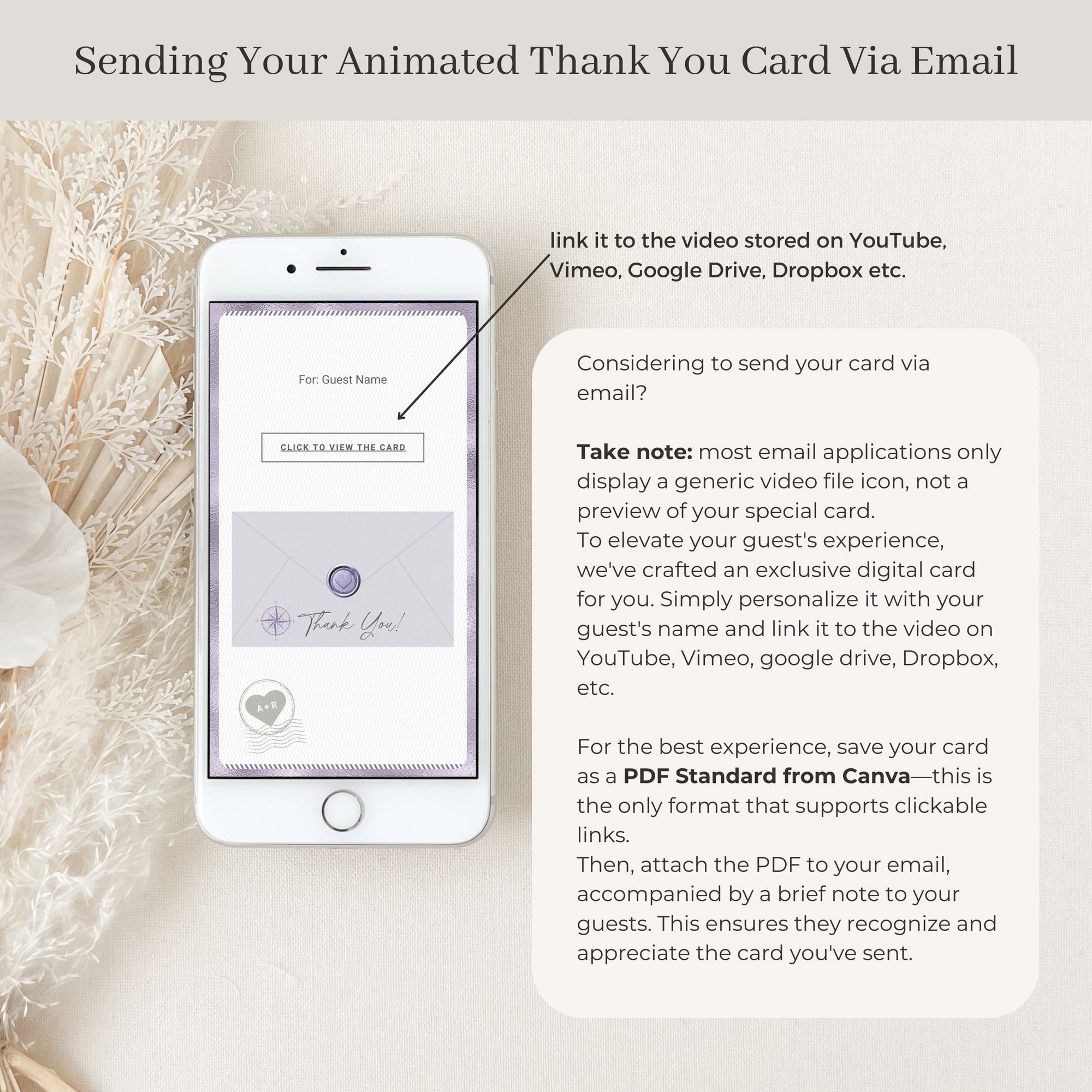 Purple Passport Style Wedding Thank You Card Video Template