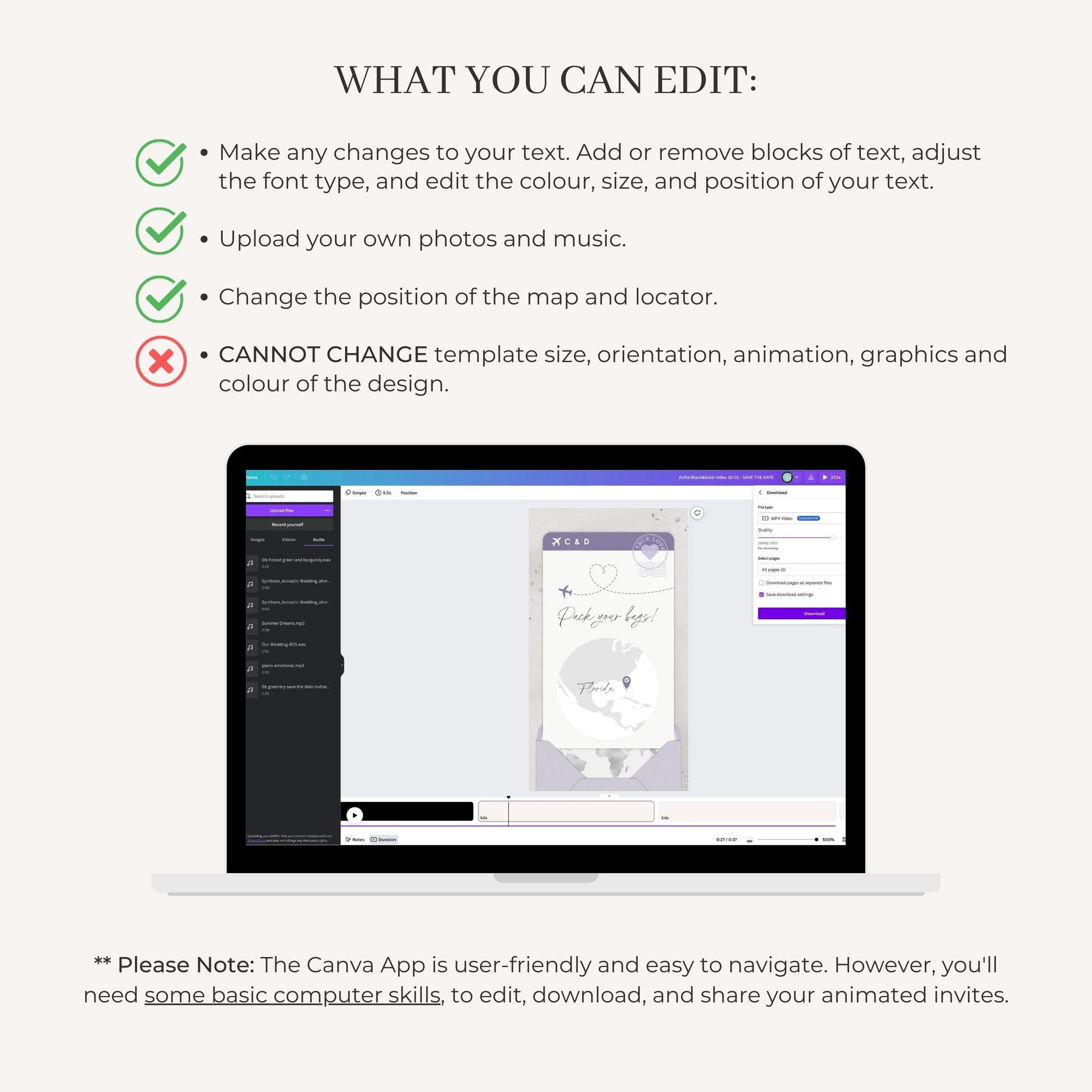 Boarding Pass Wedding Invitation Video Template - Purple