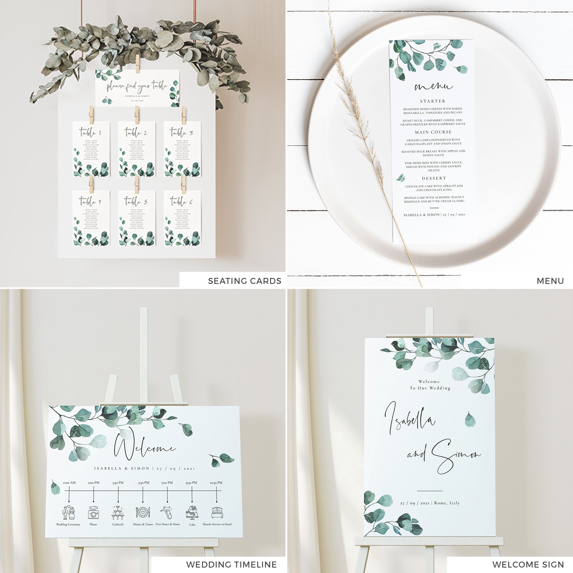 Luisa | Eucalyptus Wedding Stationery Bundle Templates