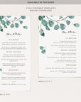 Luisa | Eucalyptus Wedding Menu Template