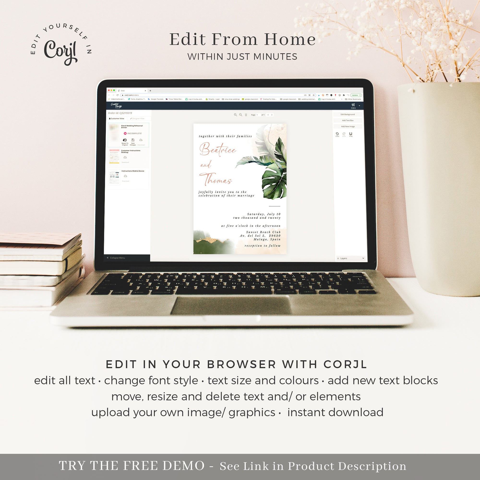 Palma | Tropical Wedding Invitation Template