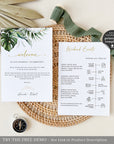 PALMA Tropical Wedding Welcome Letter And Itinerary Template
