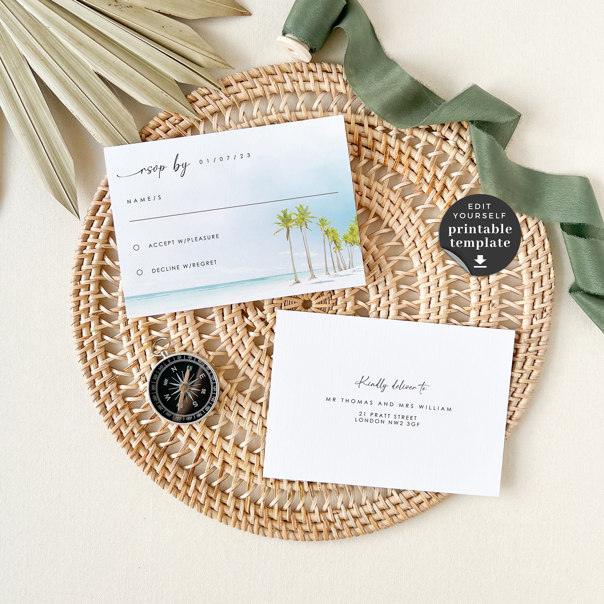 Mira | Tropical Wedding Invitation Suite Template
