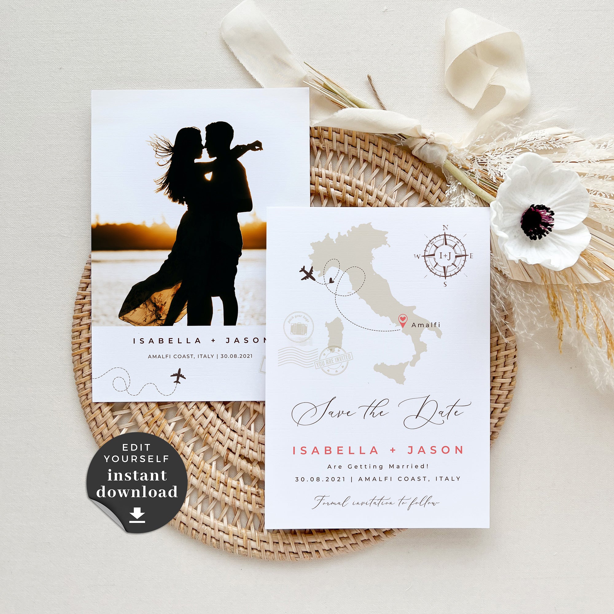 Italy Destination Wedding Save the Date Template