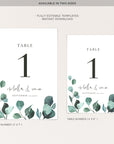 Luisa | Eucalyptus Wedding Table numbers Template