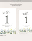 Flora | Rustic Wedding Table numbers Template
