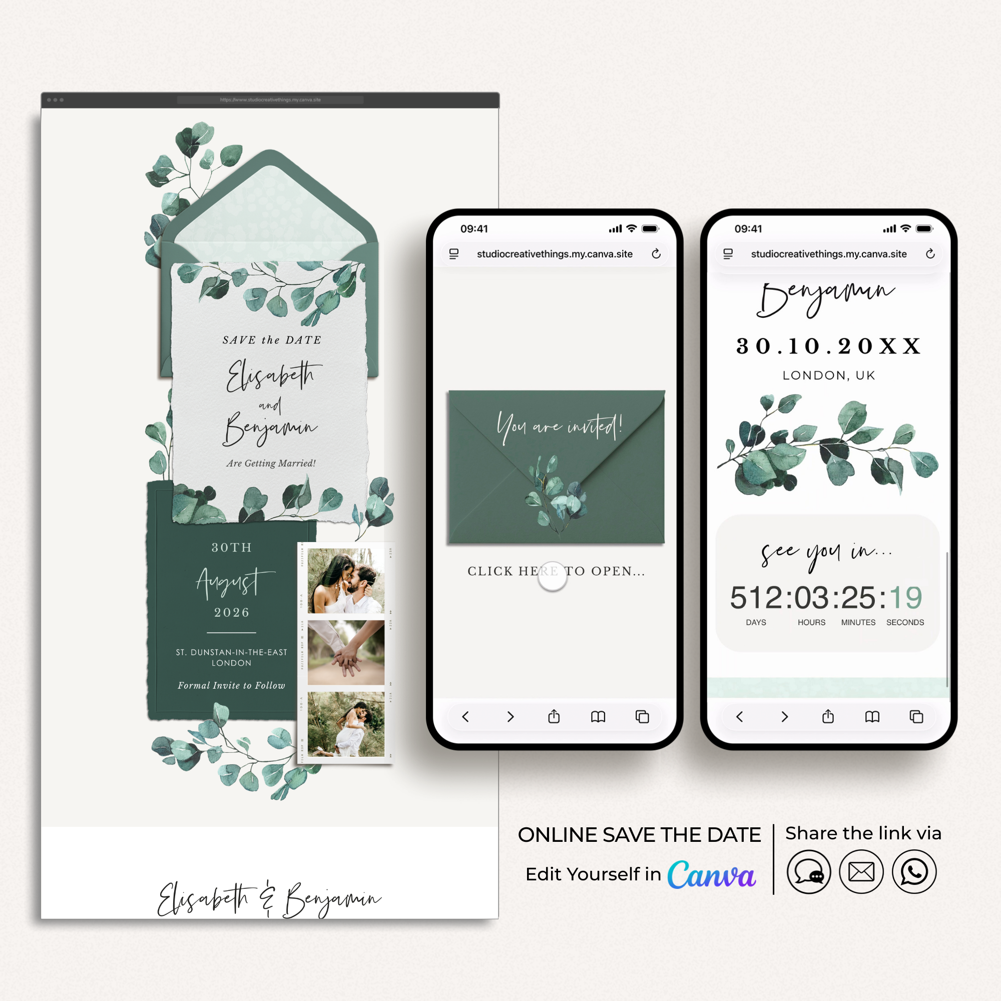 LUISA Eucalyptus Online Digital Save the Date