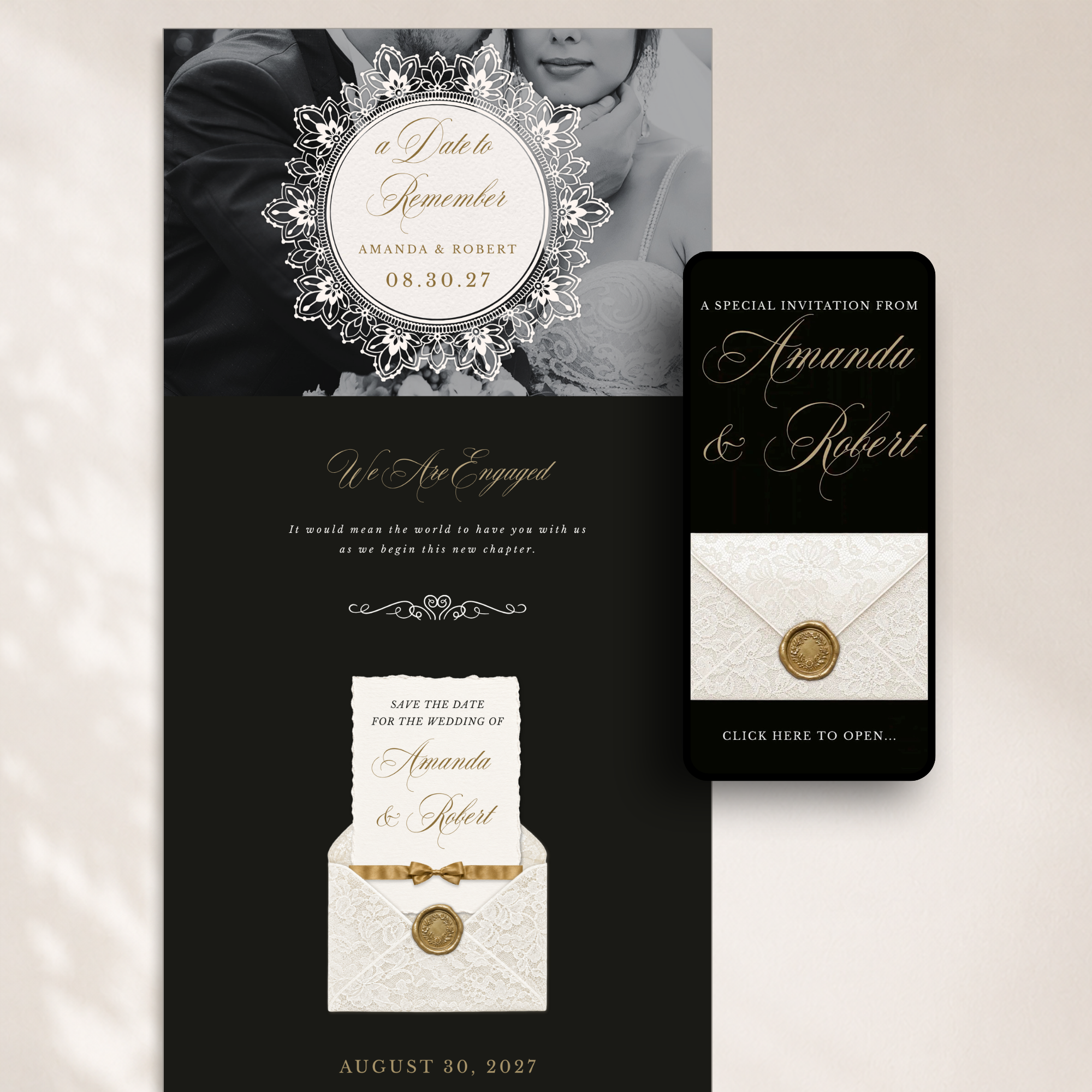 Old Money Online Digital Save the Date
