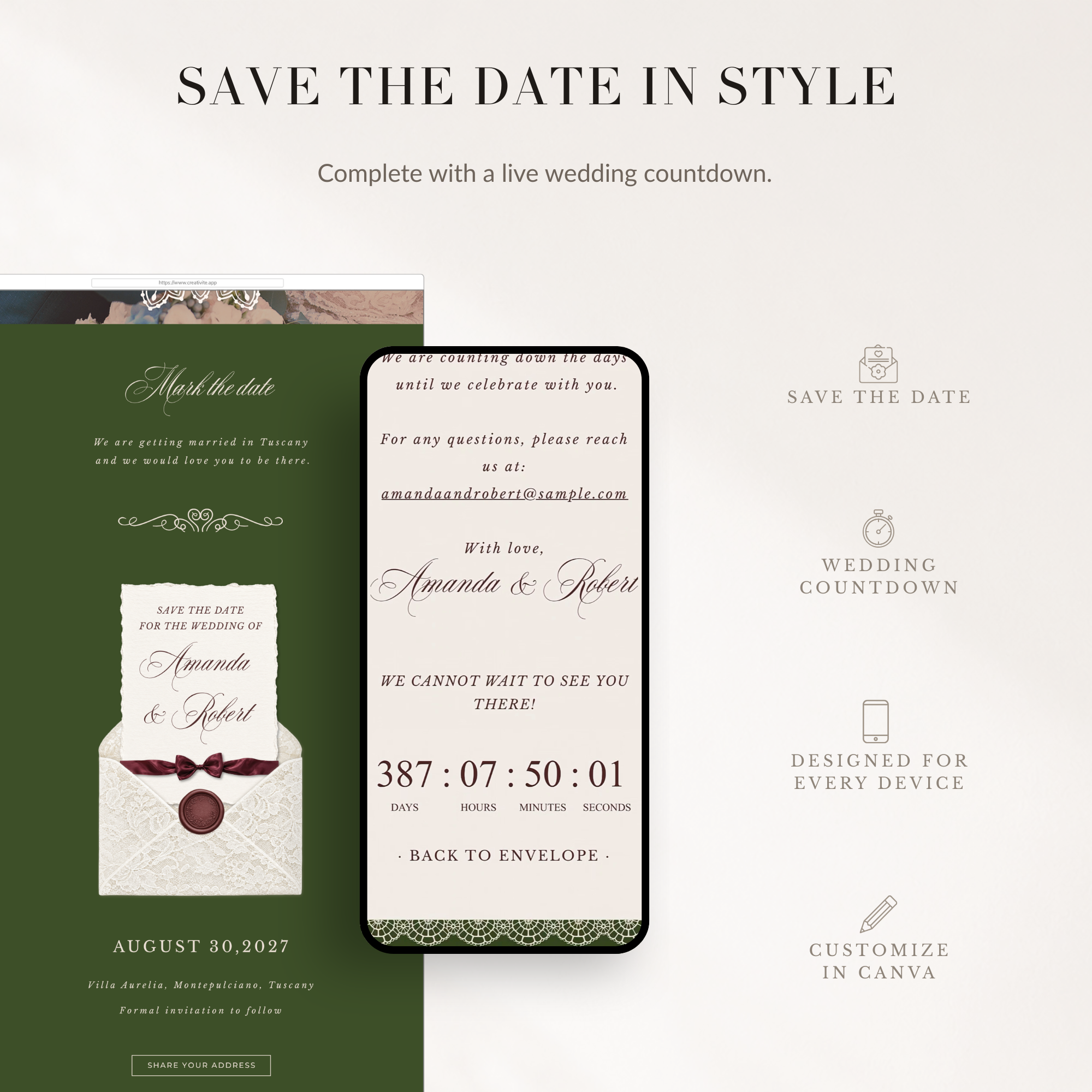 Old Money Online Digital Save the Date