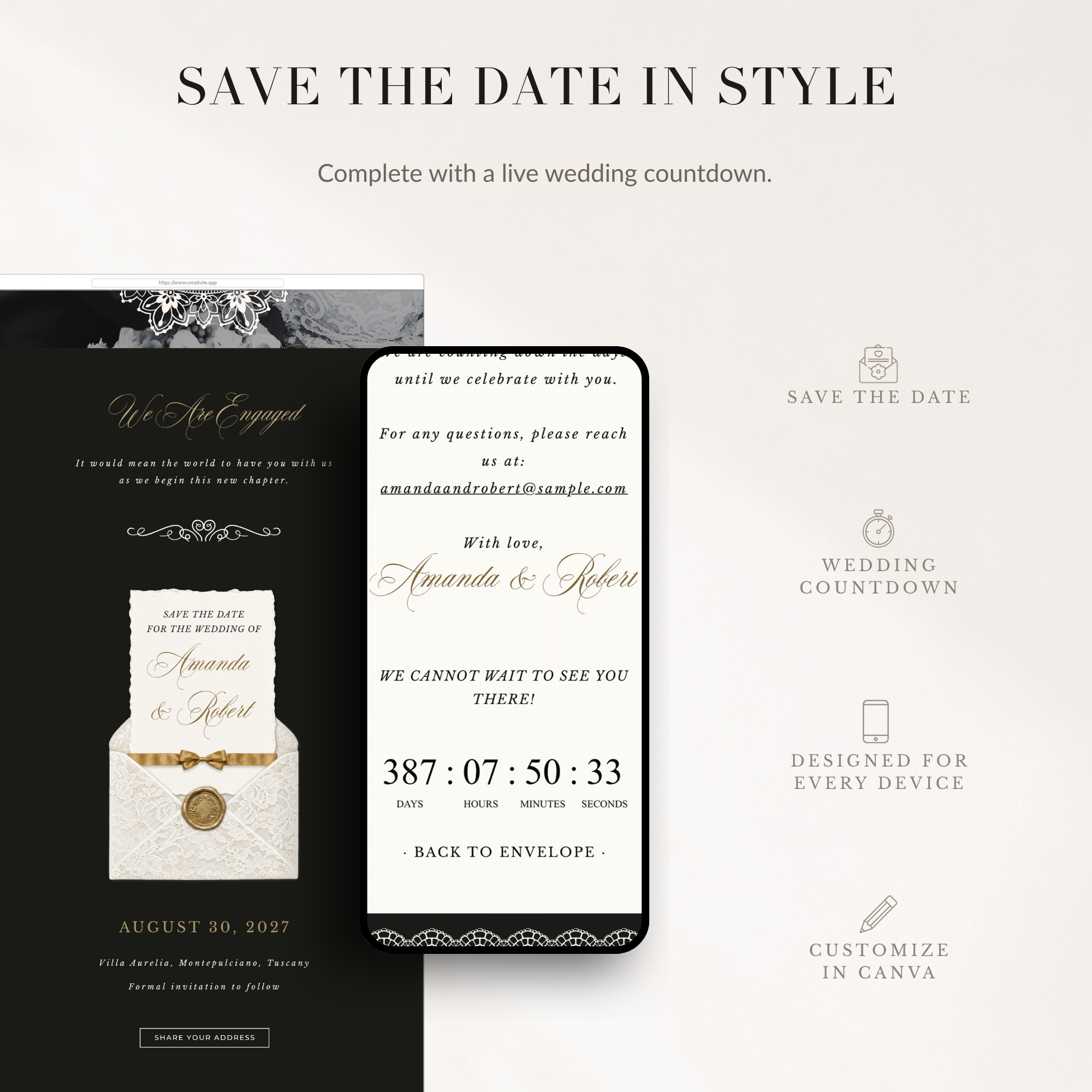 Old Money Online Digital Save the Date