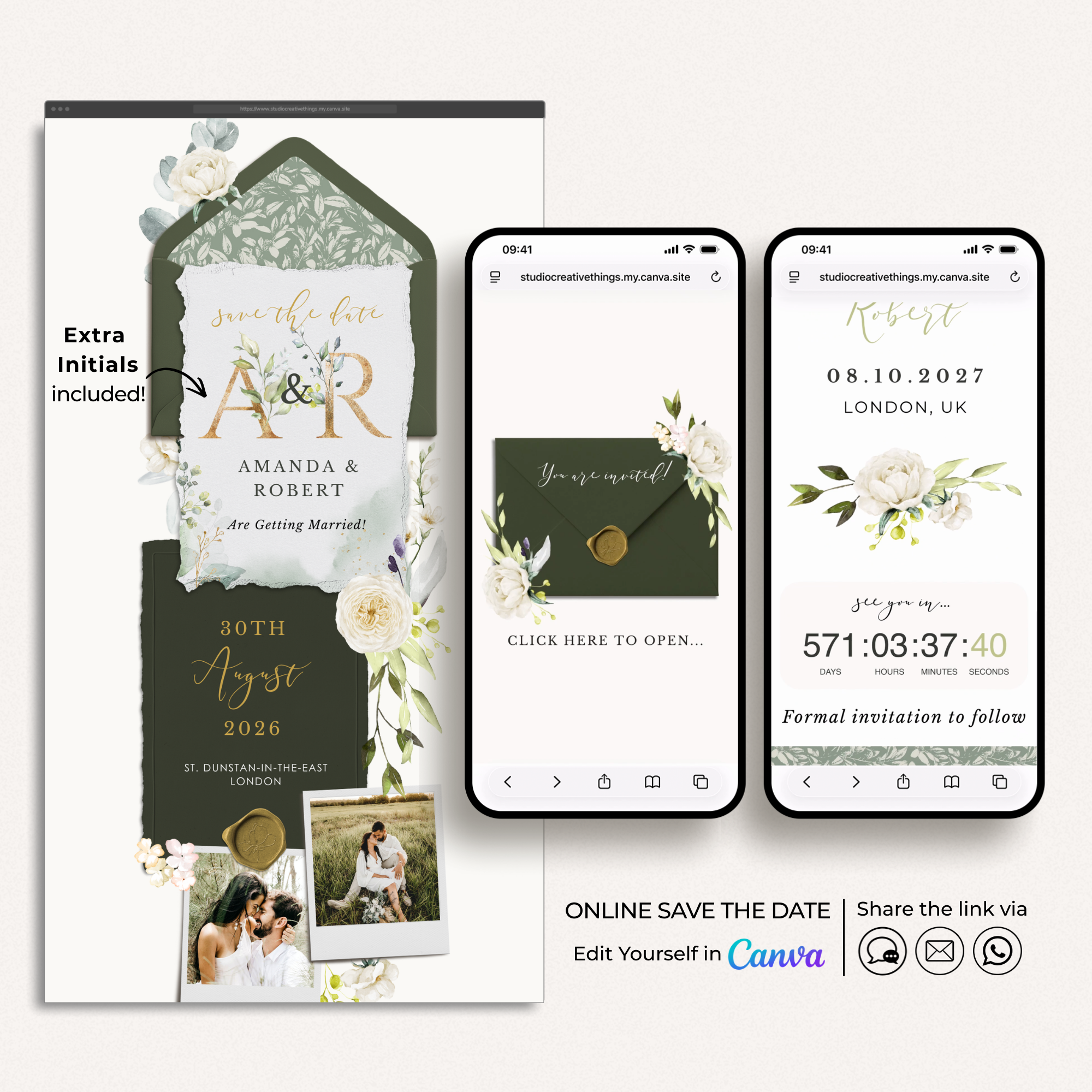 FLORA Rustic Online Digital Save the Date