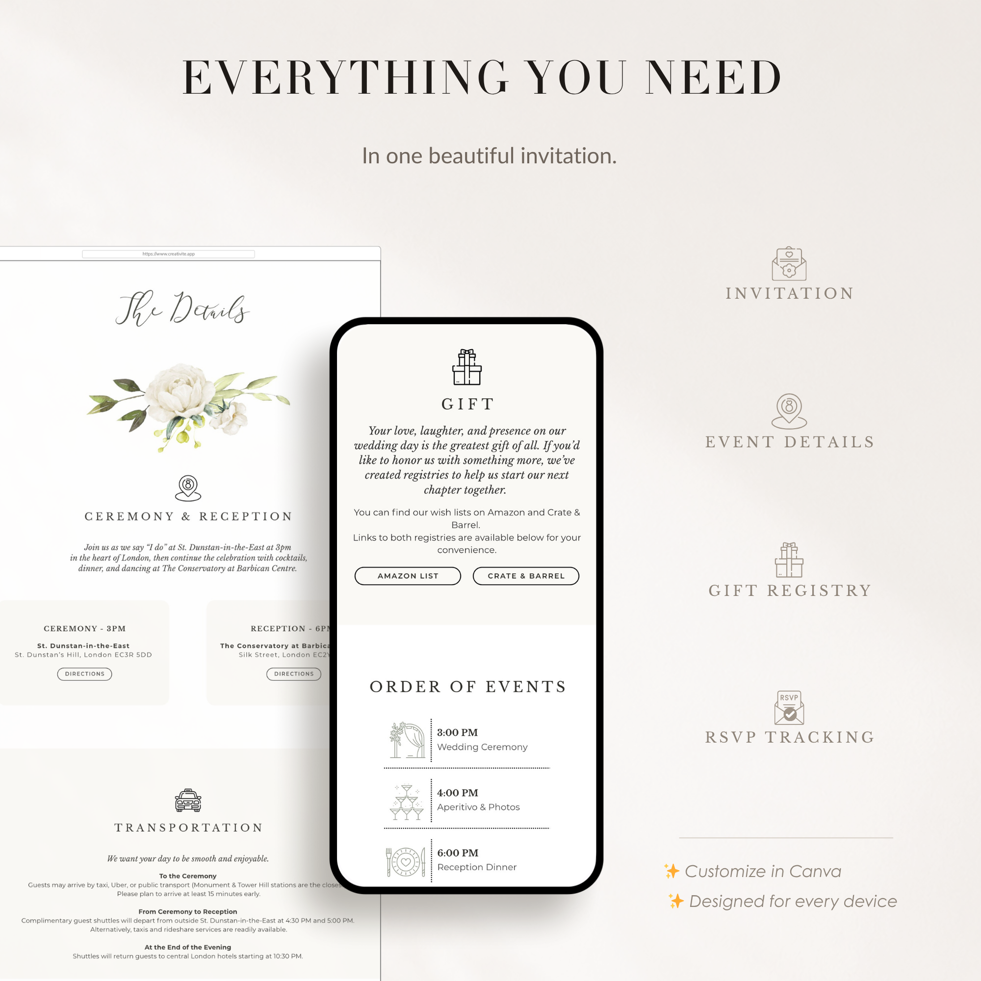 FLORA Rustic Online Digital Wedding Invitation with RSVP