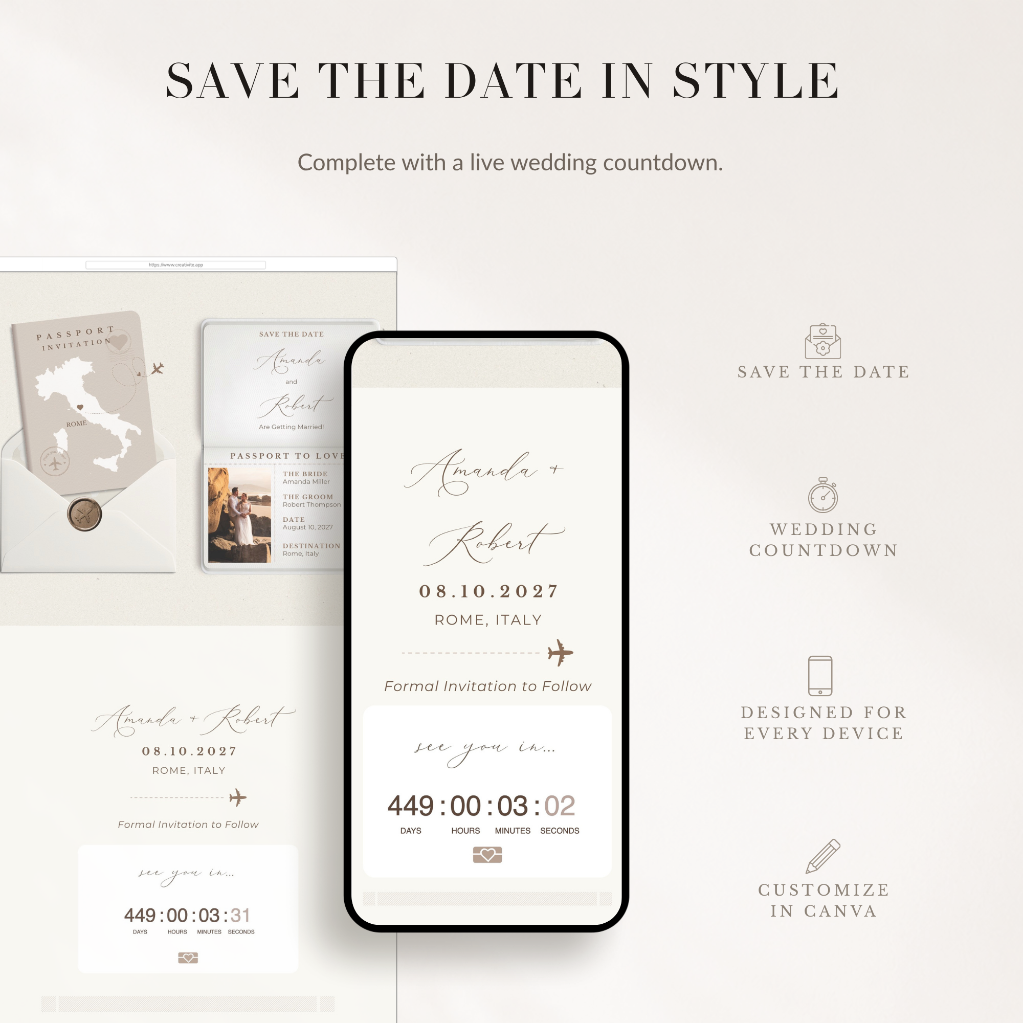 SOFIA Passport Style Online Digital Save the Date