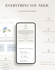 AZZURRA Dusty Blue Online Digital Wedding Invitation with RSVP
