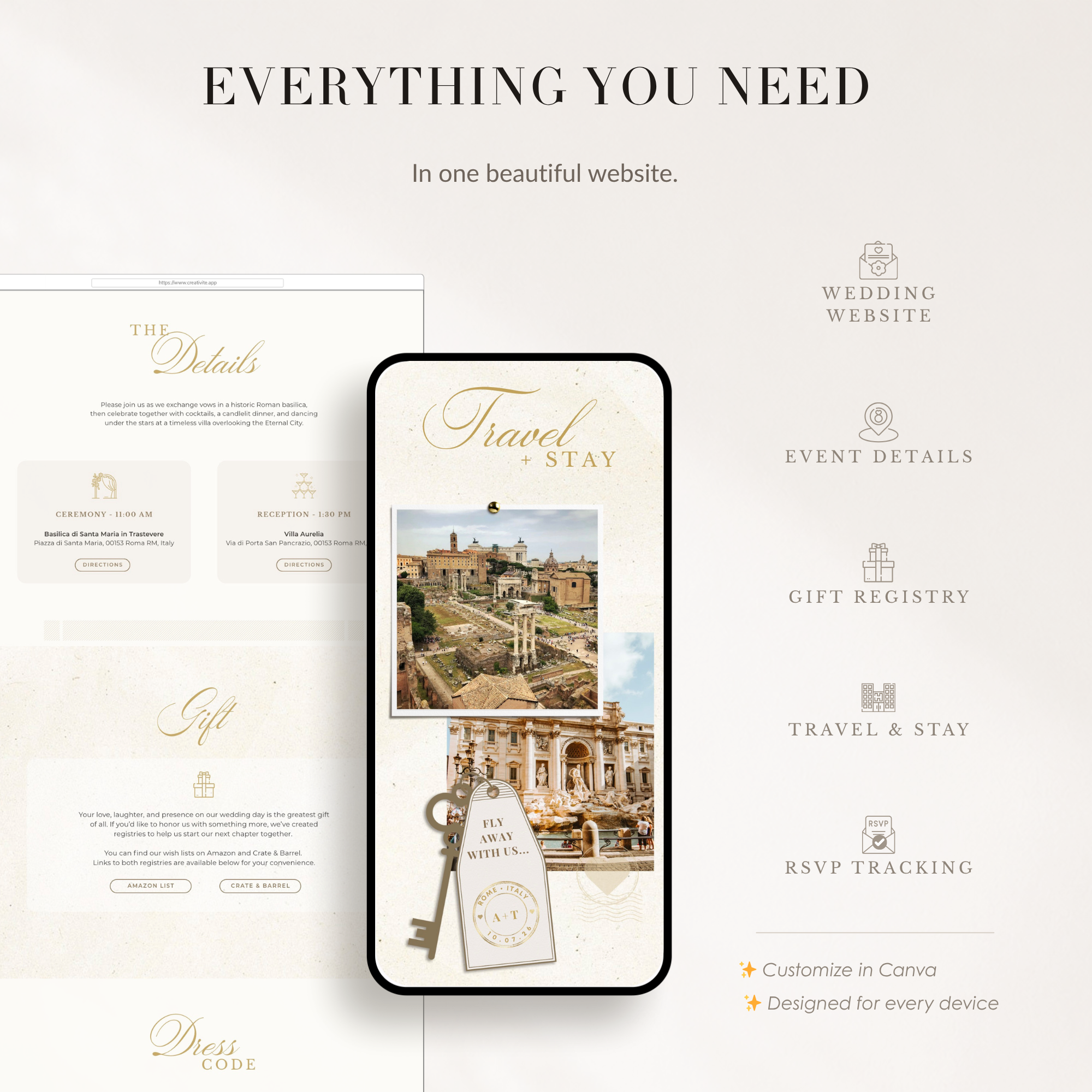 SOFIA Destination Wedding Website Template for Canva with RSVP
