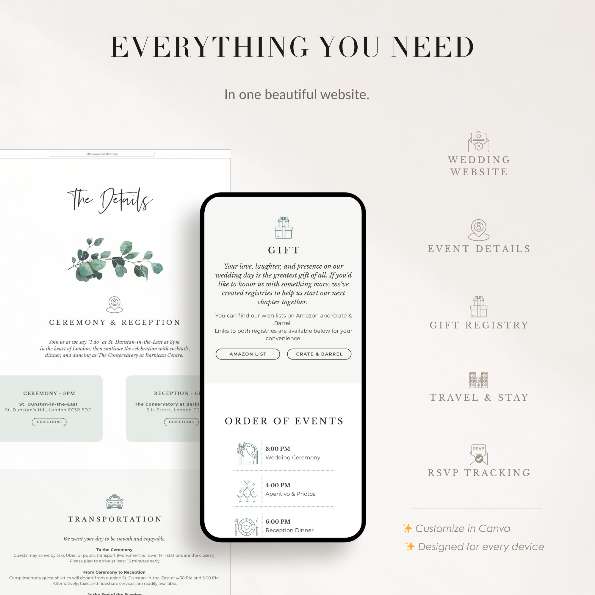 LUISA Wedding Website Template for Canva with RSVP