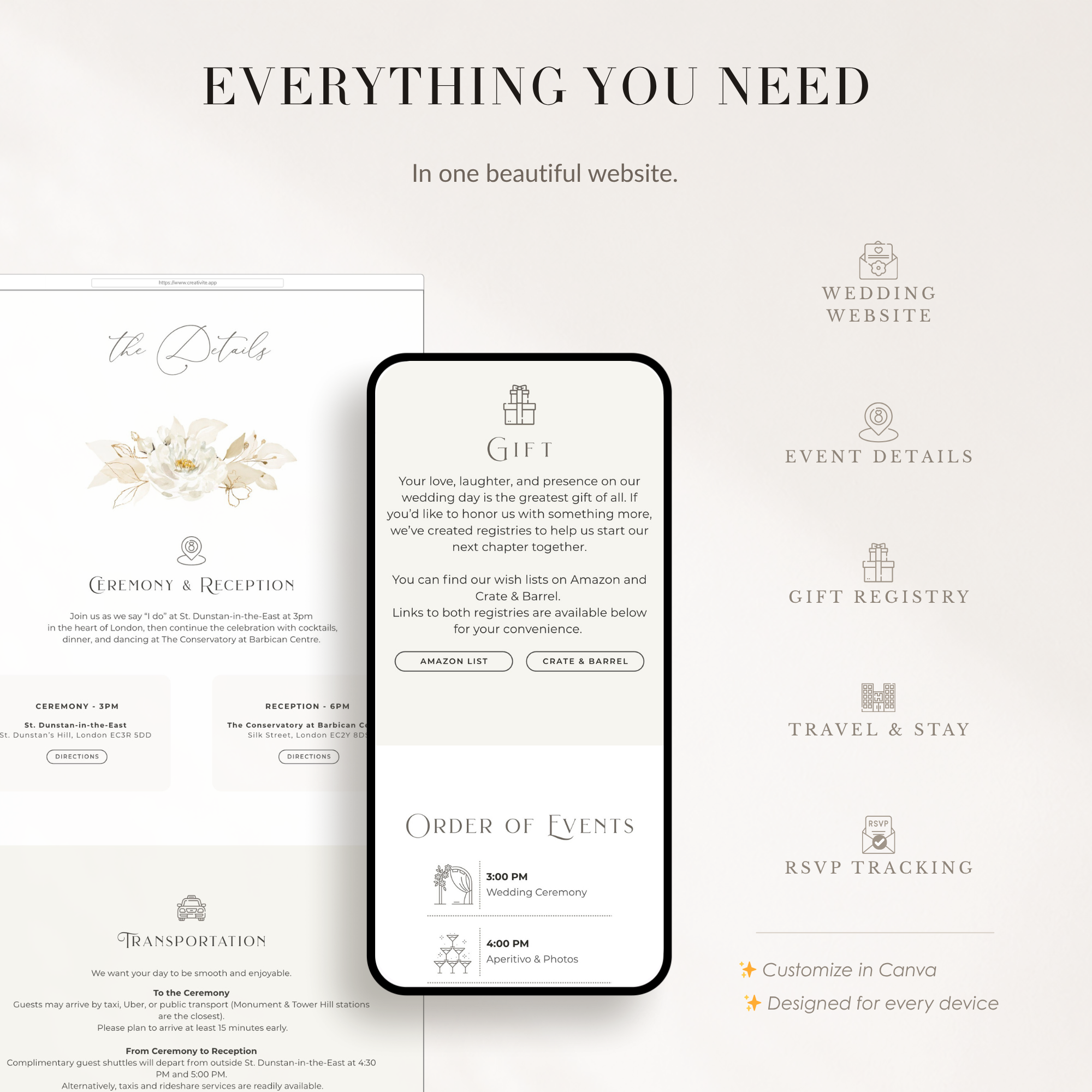DORA Wedding Website Template for Canva with RSVP