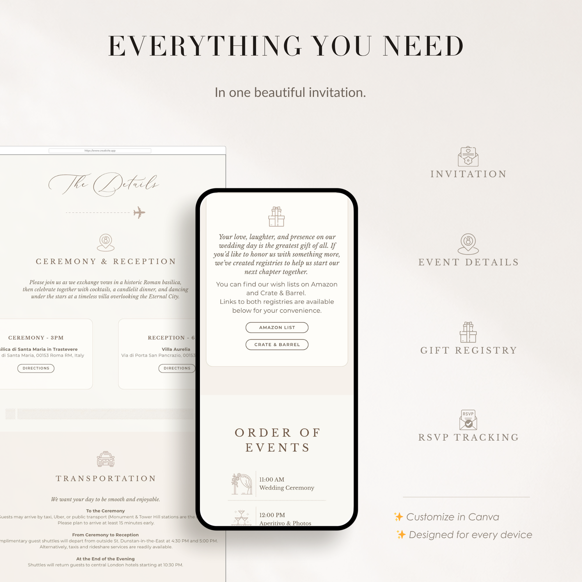 SOFIA Travel Theme Online Digital Wedding Invitation with RSVP
