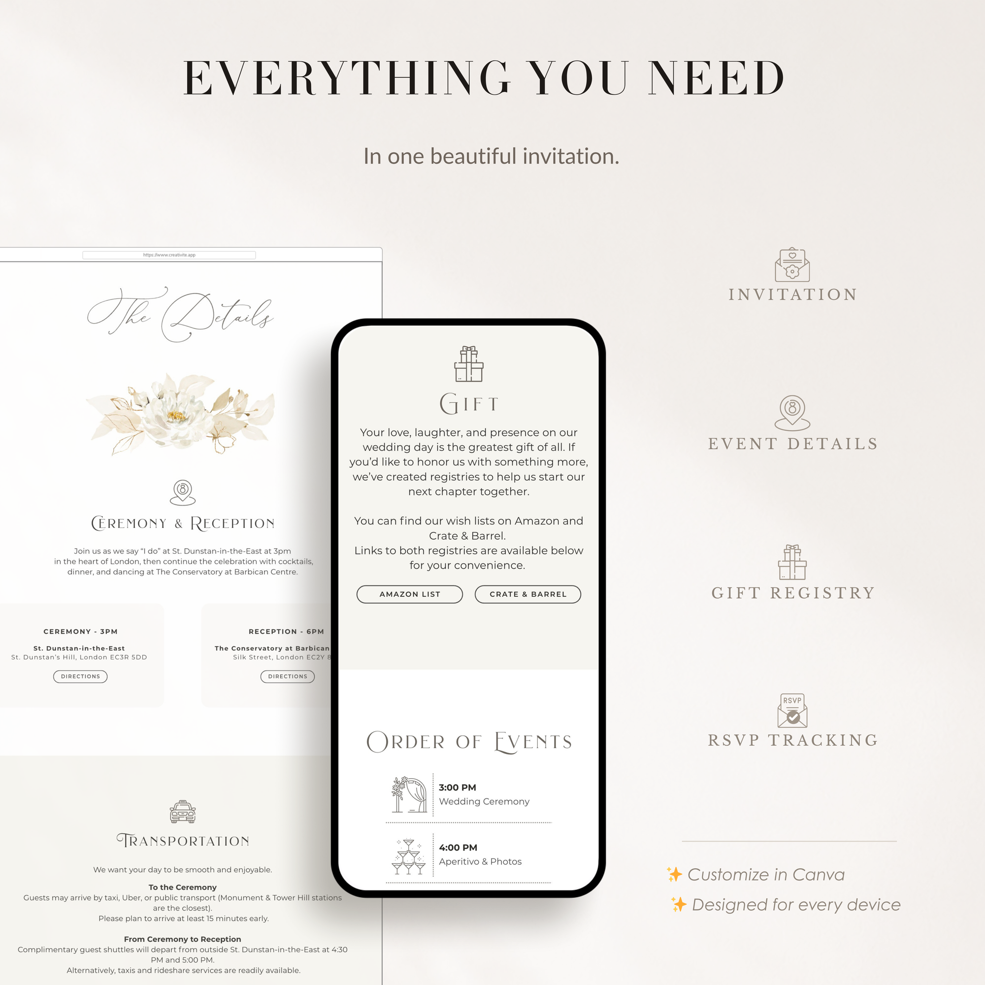 DORA Elegant Online Digital Wedding Invitation with RSVP