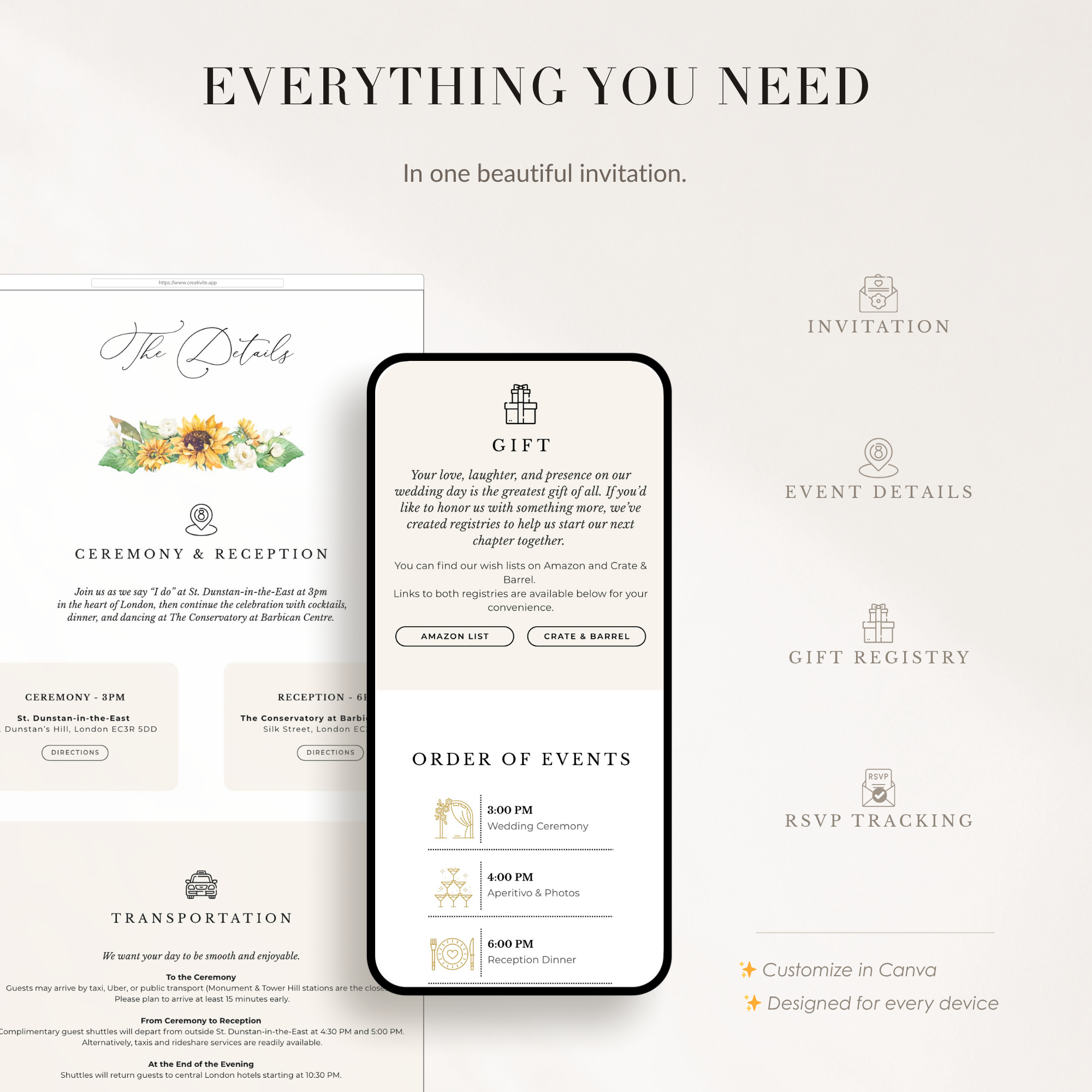 MARISOL Sunflowers Online Digital Wedding Invitation with RSVP