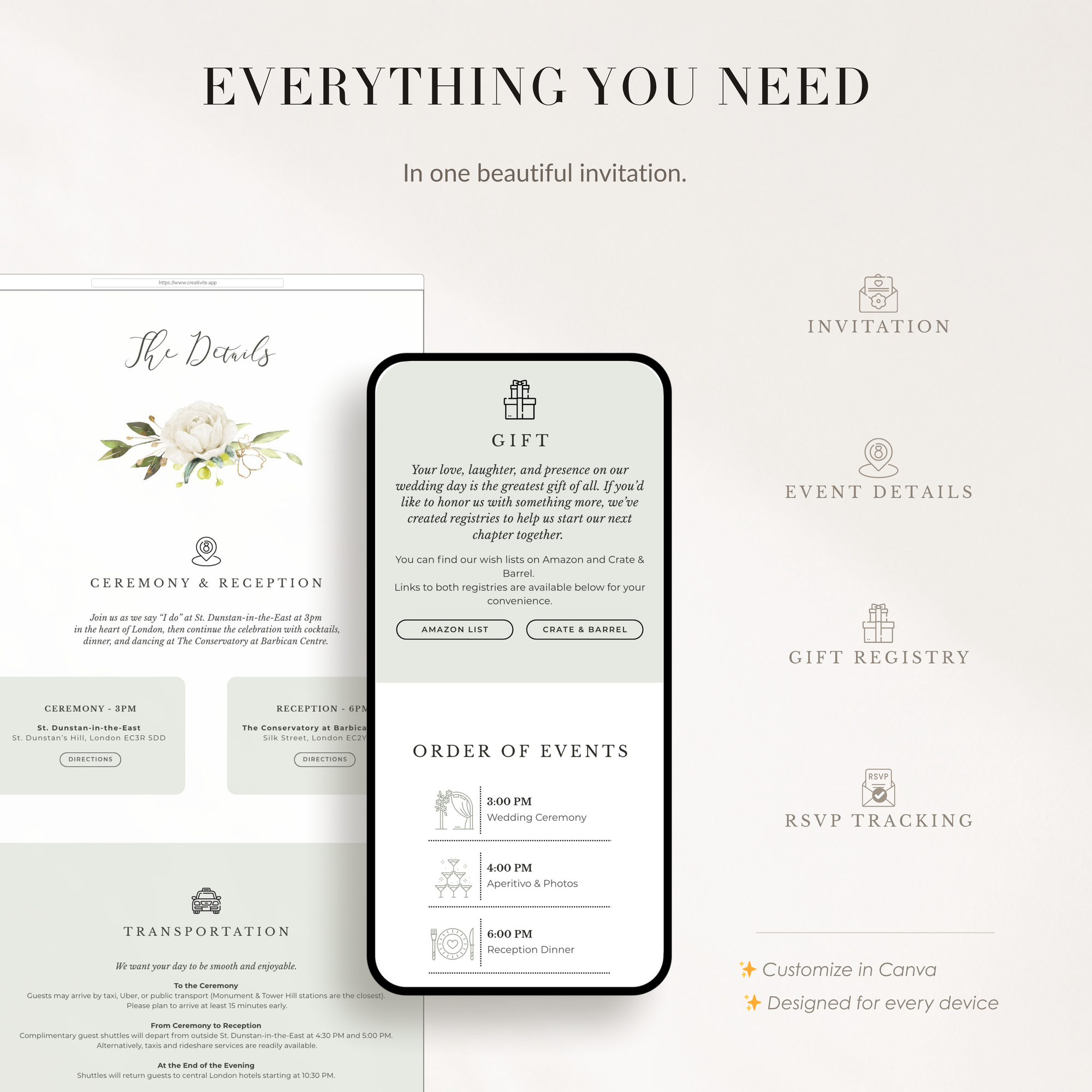 Rustic Online Digital Wedding Invitation with RSVP
