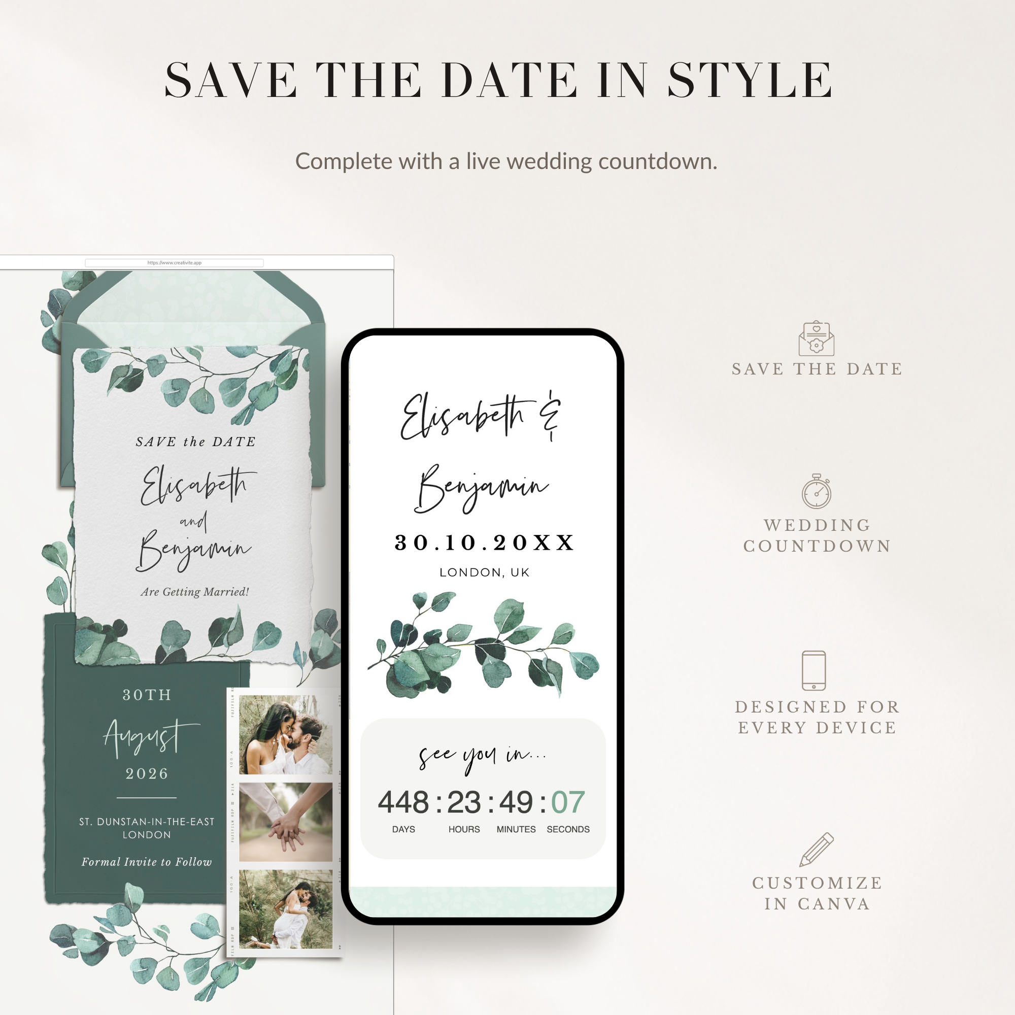 LUISA Eucalyptus Online Digital Save the Date
