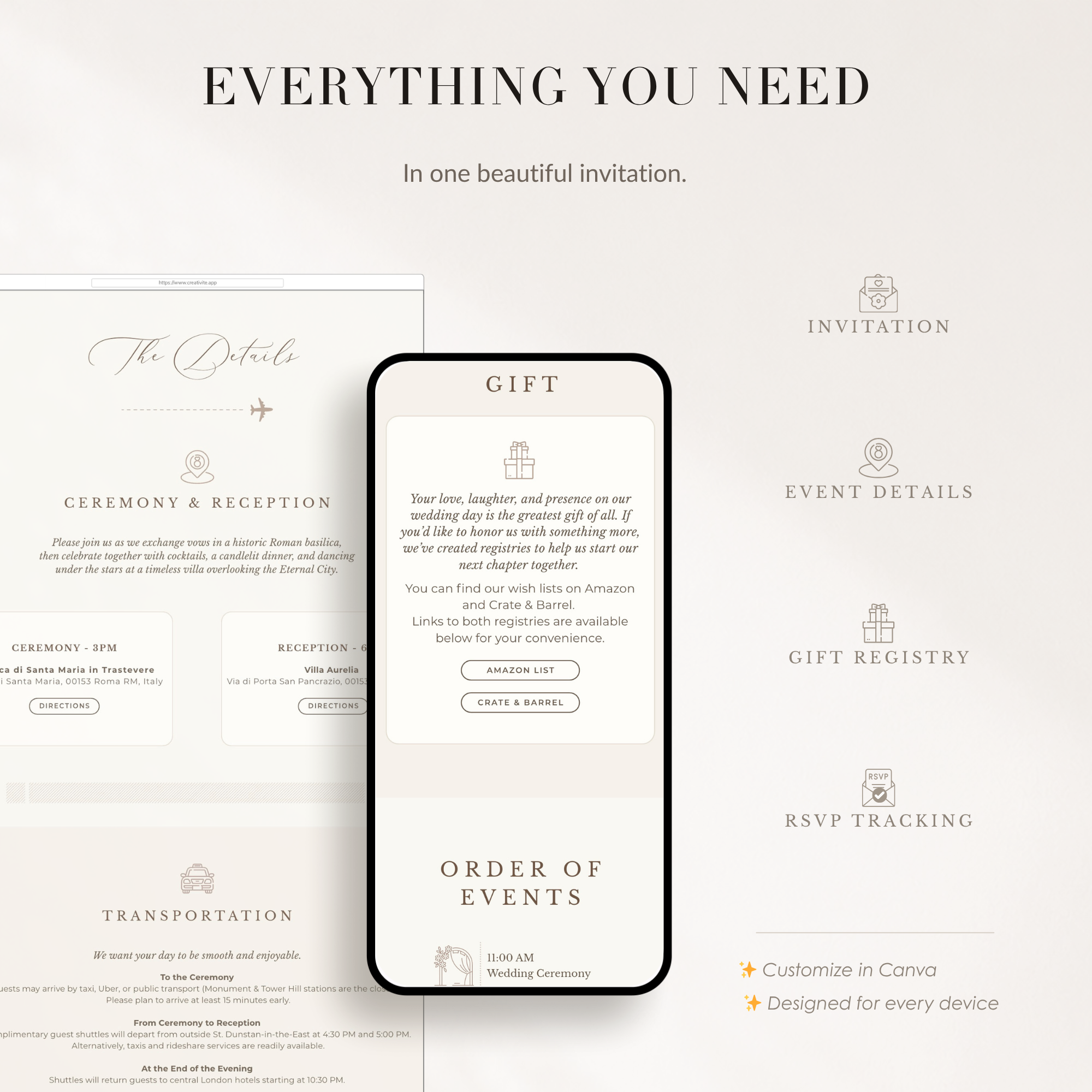 SOFIA Passport Style Online Digital Wedding Invitation with RSVP