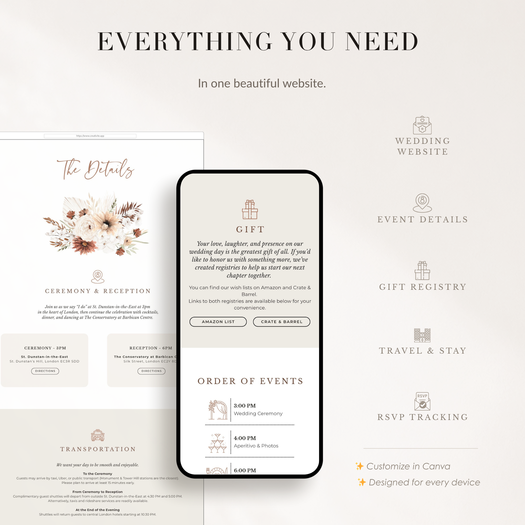 LAUREL Wedding Website Template for Canva with RSVP
