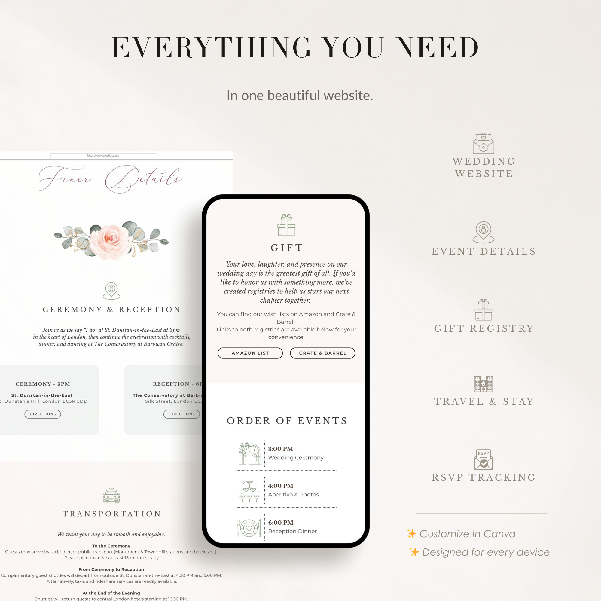 Fiorella Wedding Website Template for Canva with RSVP
