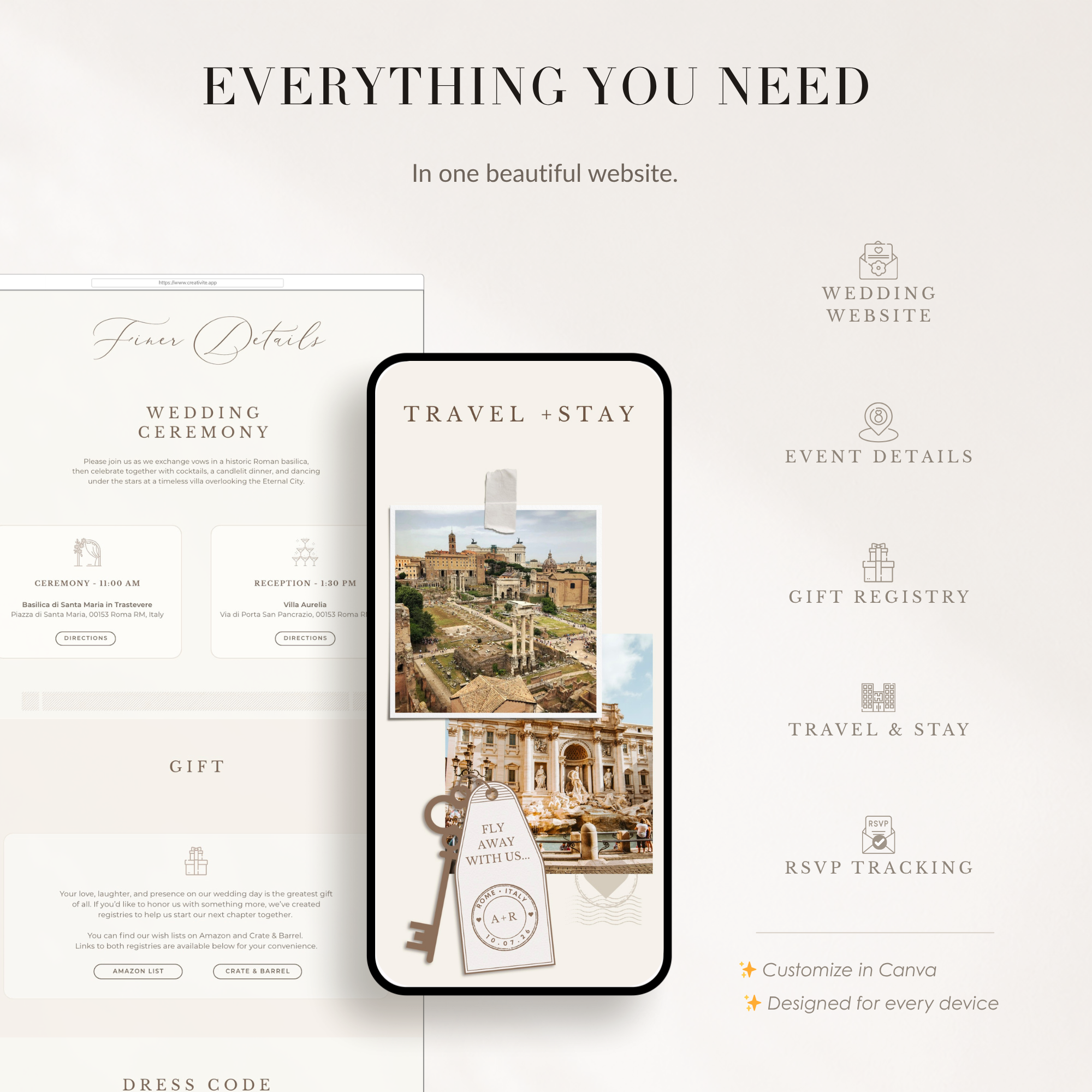 SOFIA Destination Wedding Website Canva Template with RSVP