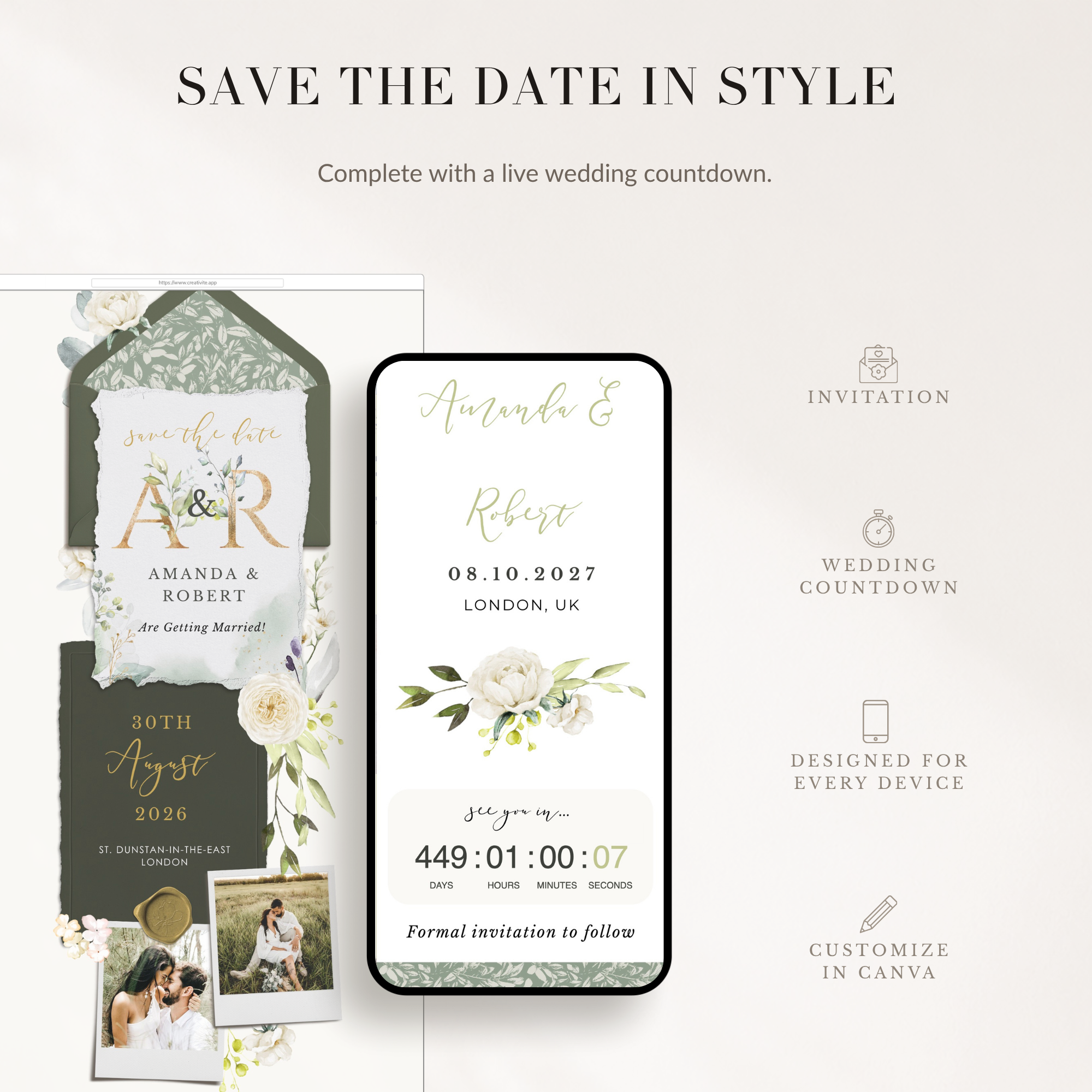 FLORA Rustic Online Digital Save the Date