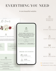 Flora Wedding Website Template for Canva with RSVP - Burgundy & Olive Green