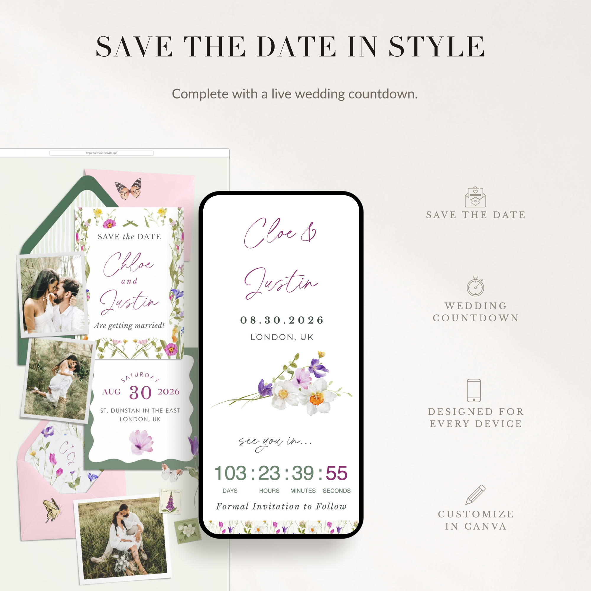 CLOE Spring Wedding Online Digital Save the Date